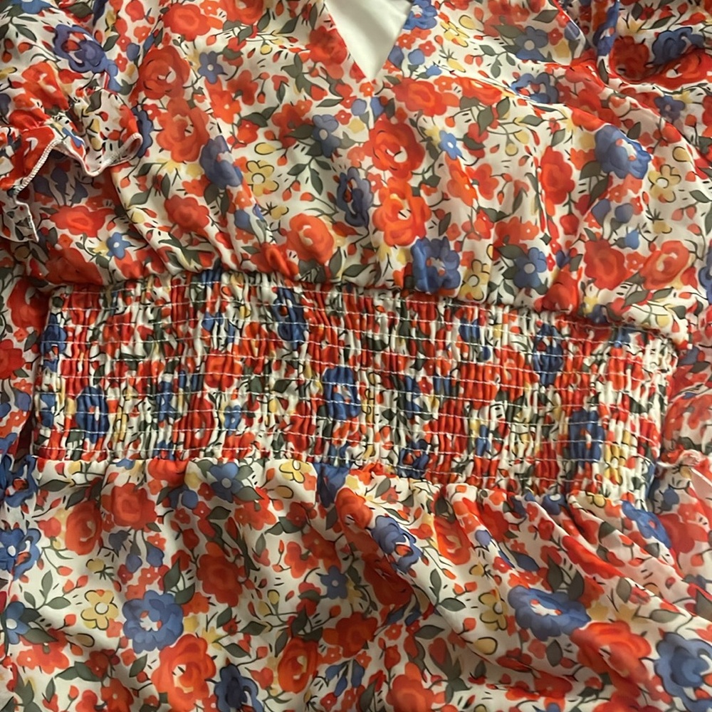 New Ny Collection Women's Maxi Red Floral Short Sleeve Dress - Picture 3 of 4